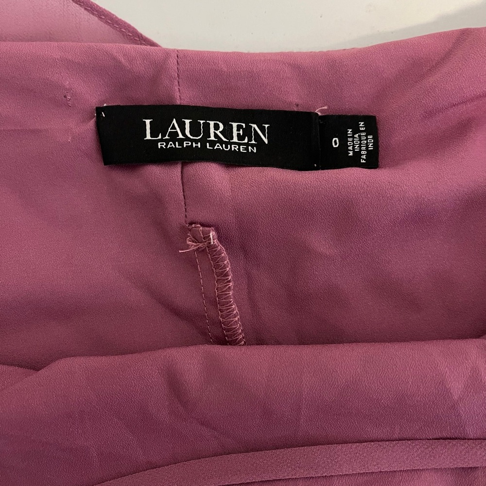Lauren Ralph Lauren Plum‎ Purple Chiffon Tiered Ruffle Halter Shift Dress 0 - Picture 4 of 7